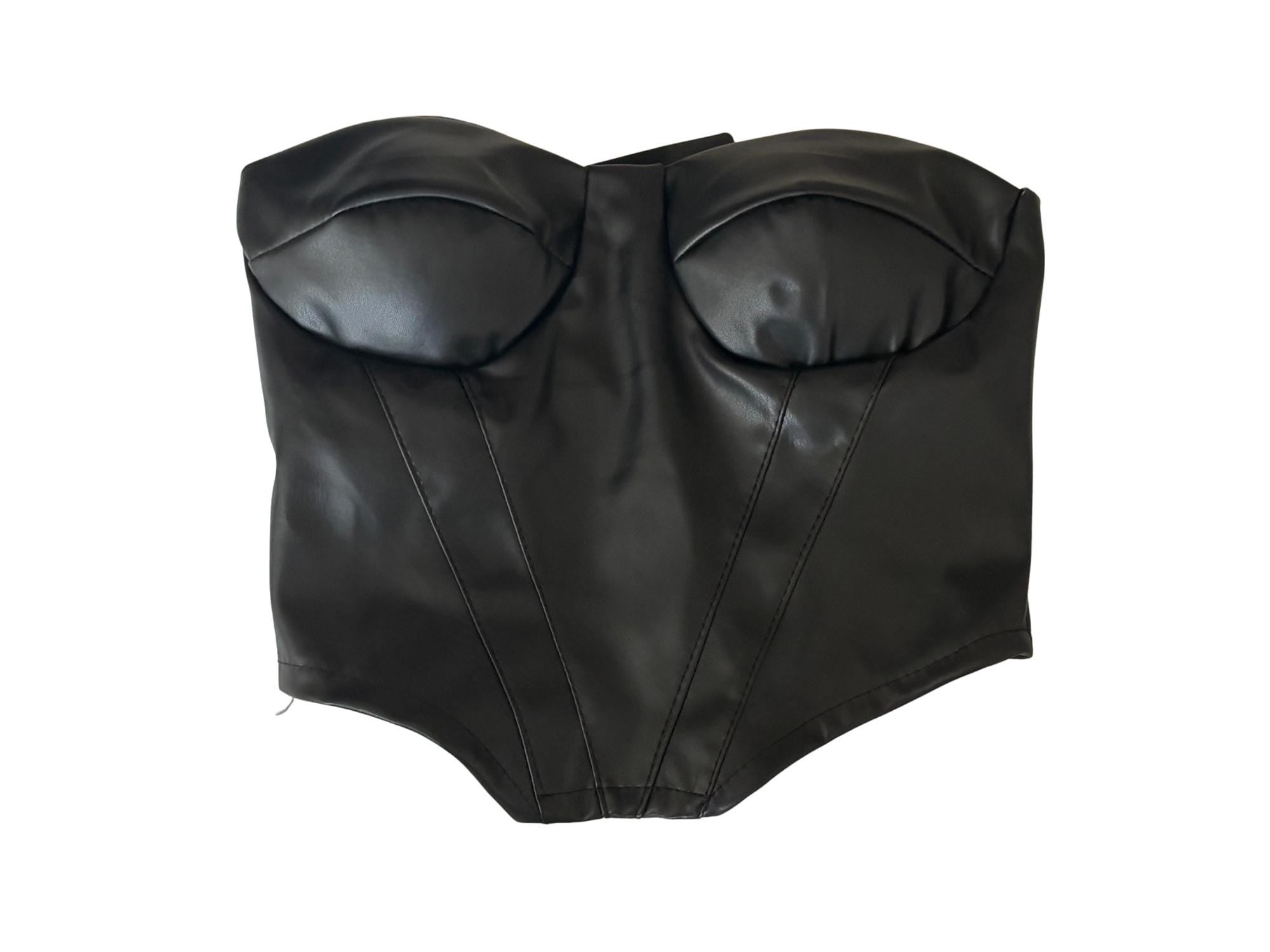 Faux Leather Corset Top – Back Zipper Closure