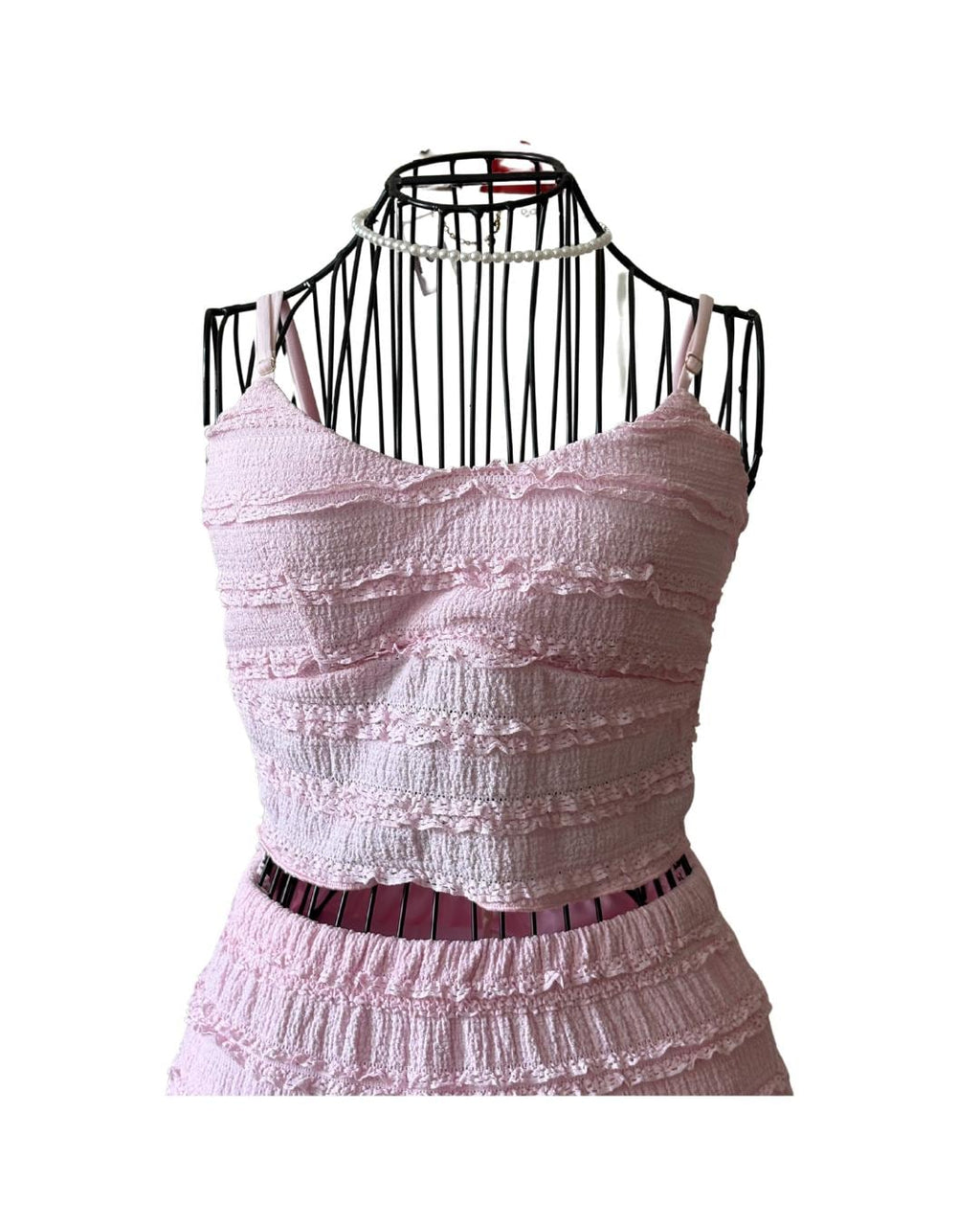 Ruffle Co-ord Set: Smocked Crop Top and Mini Skirt - Pink or Yellow