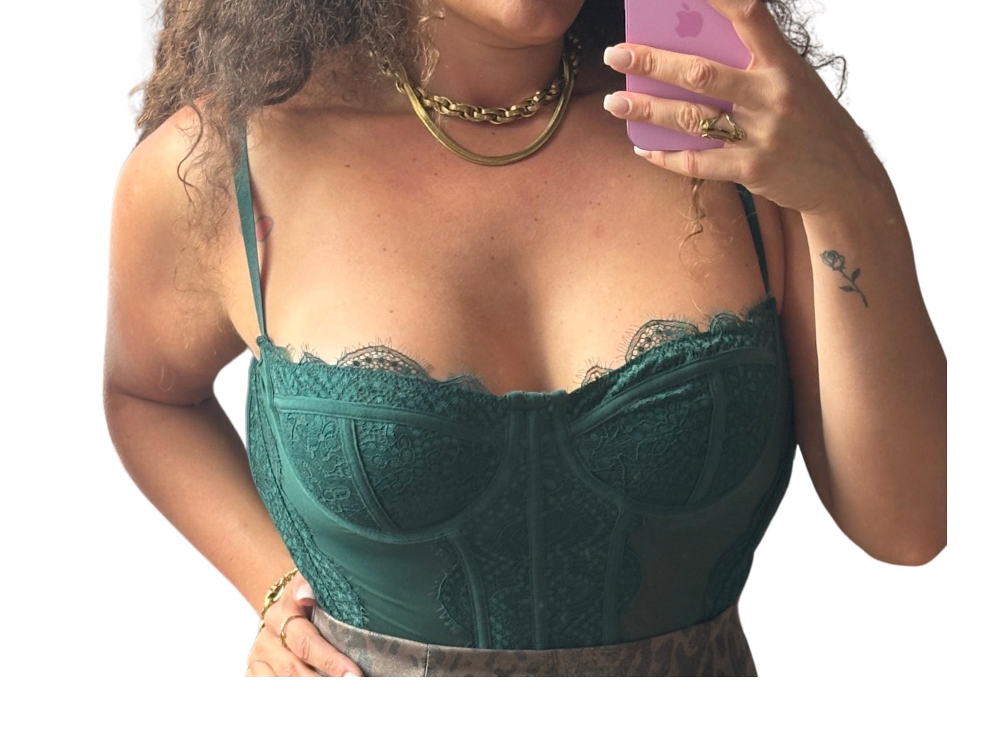 SAMIRA CORSET -Lace Corset Top – Dark Green, Purple & Tobacco