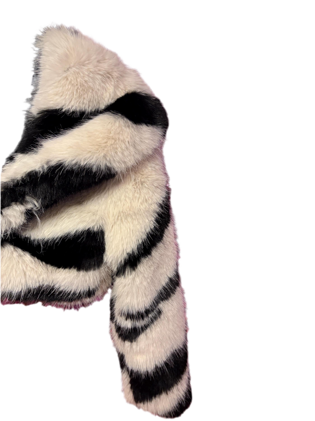 Fake Fur Cropped Blazer Zebra Printed