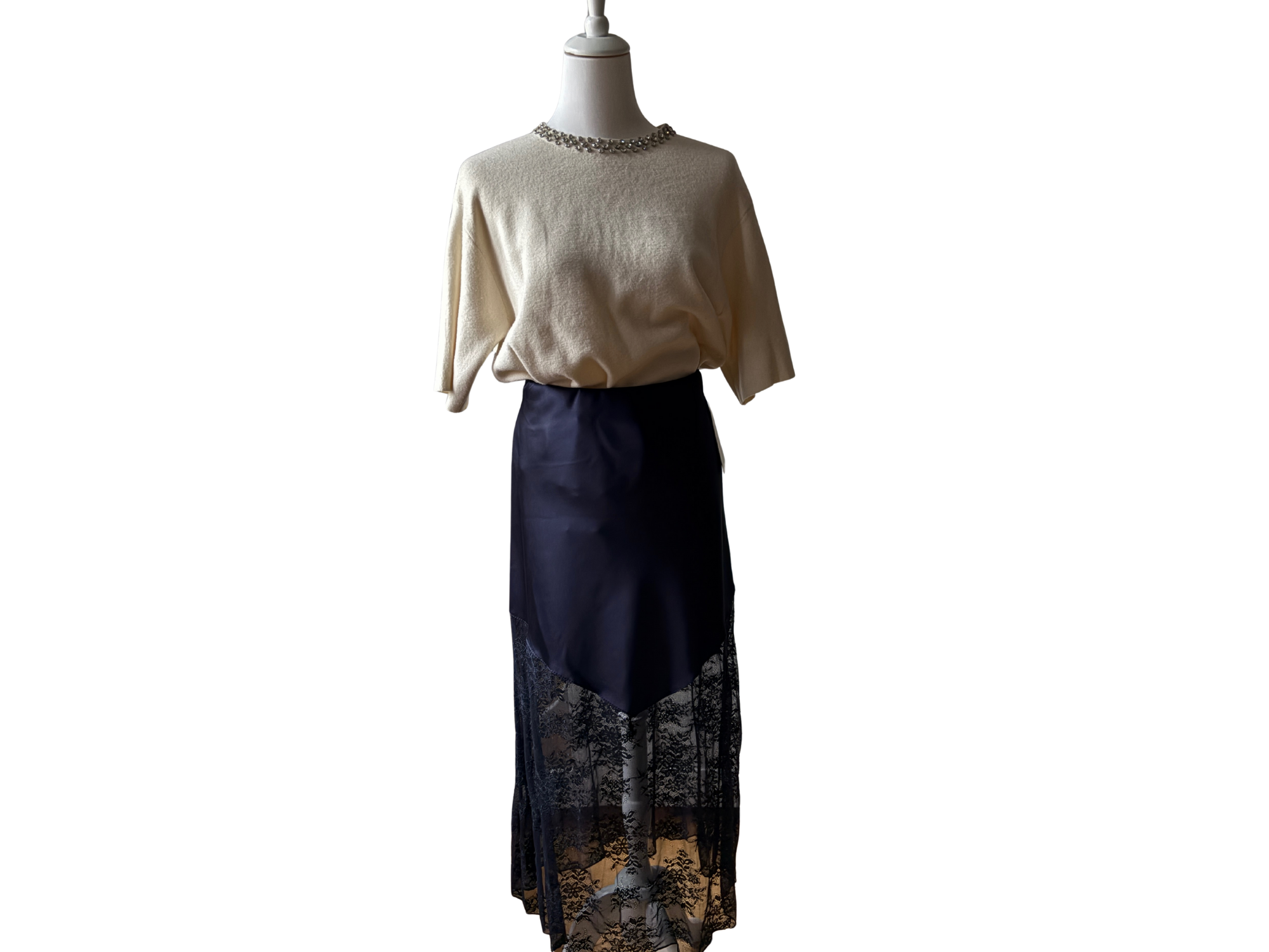 Cecile Satin & Lace Skirt