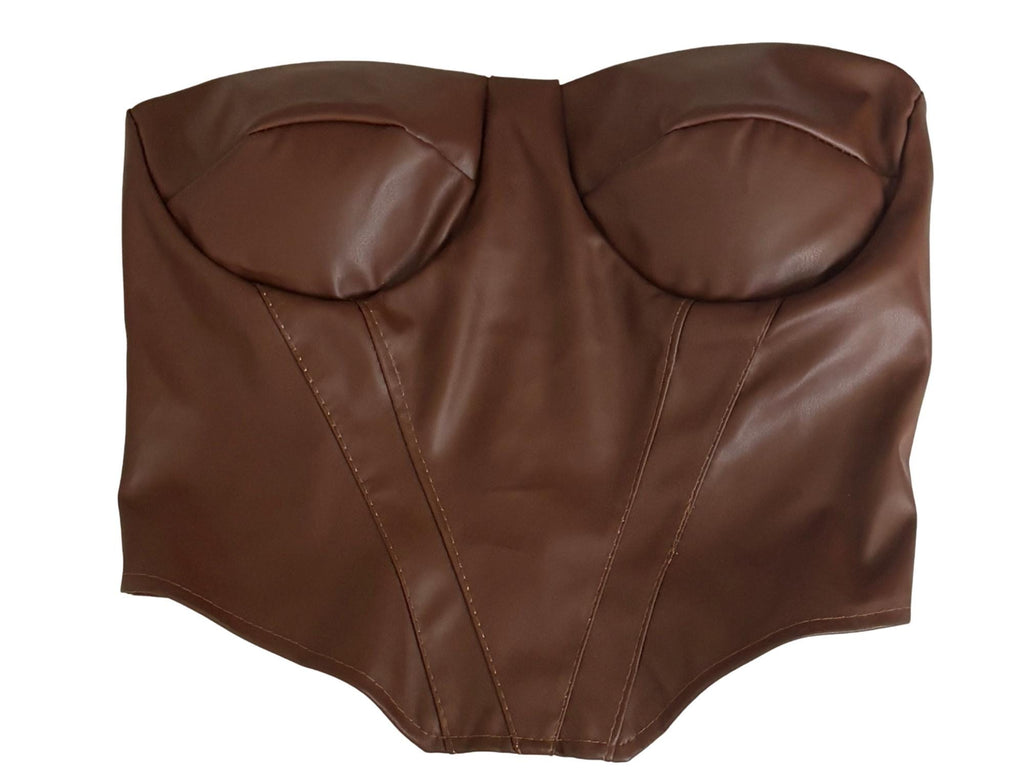 Faux Leather Corset Top – Back Zipper Closure