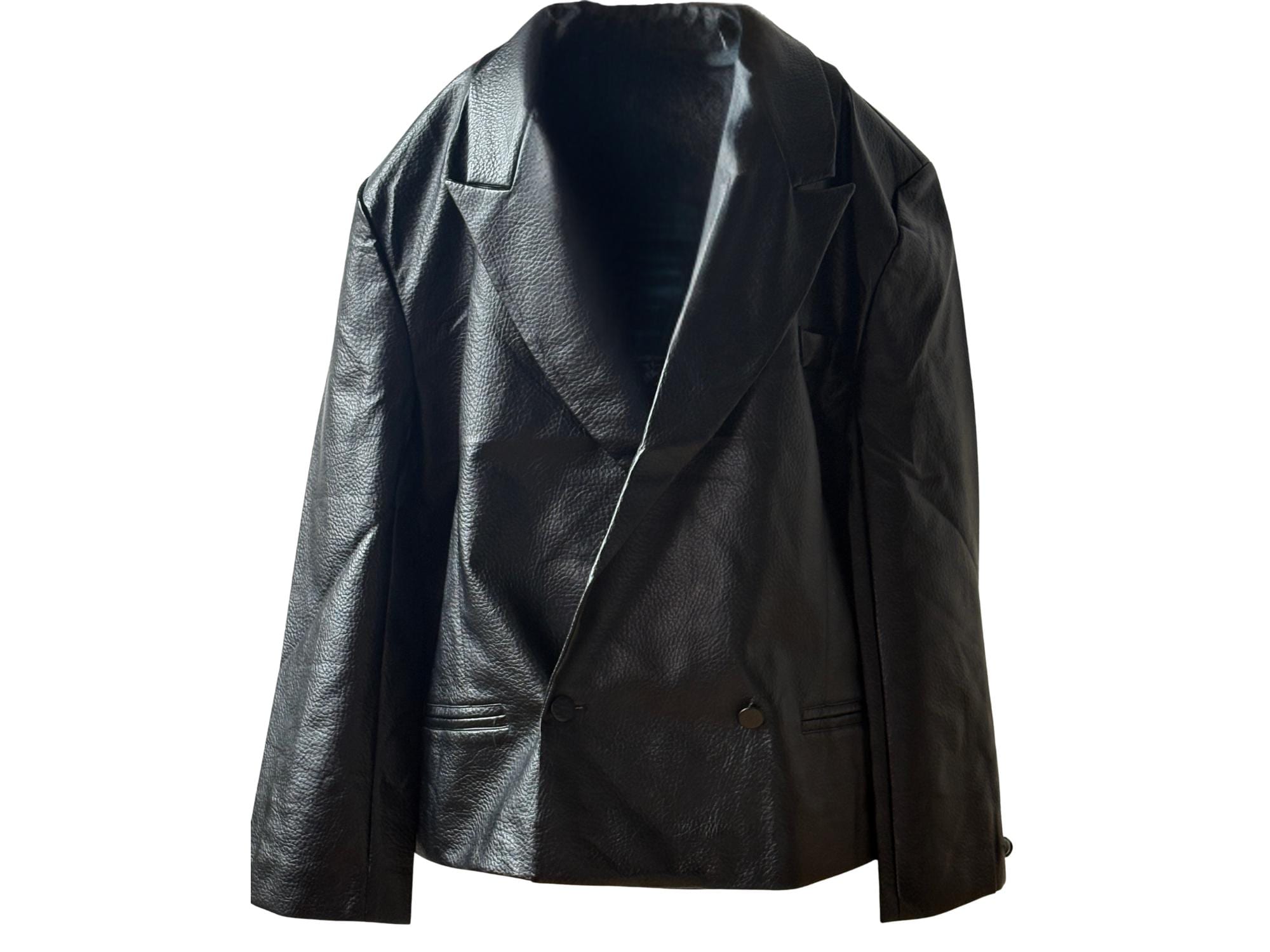 Oversized Faux Leather Jacket – One Size, Vintage Inspired Blazer Style