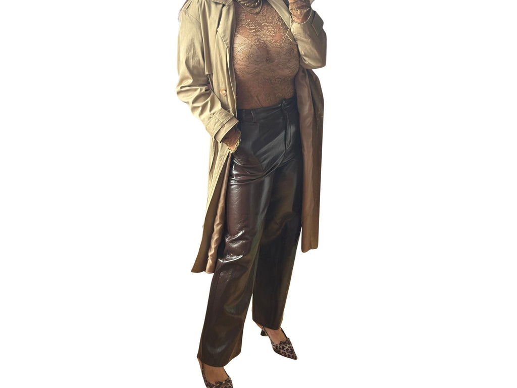 Made in Italy Vinyl Straight Pants – Black, Brown & Wine