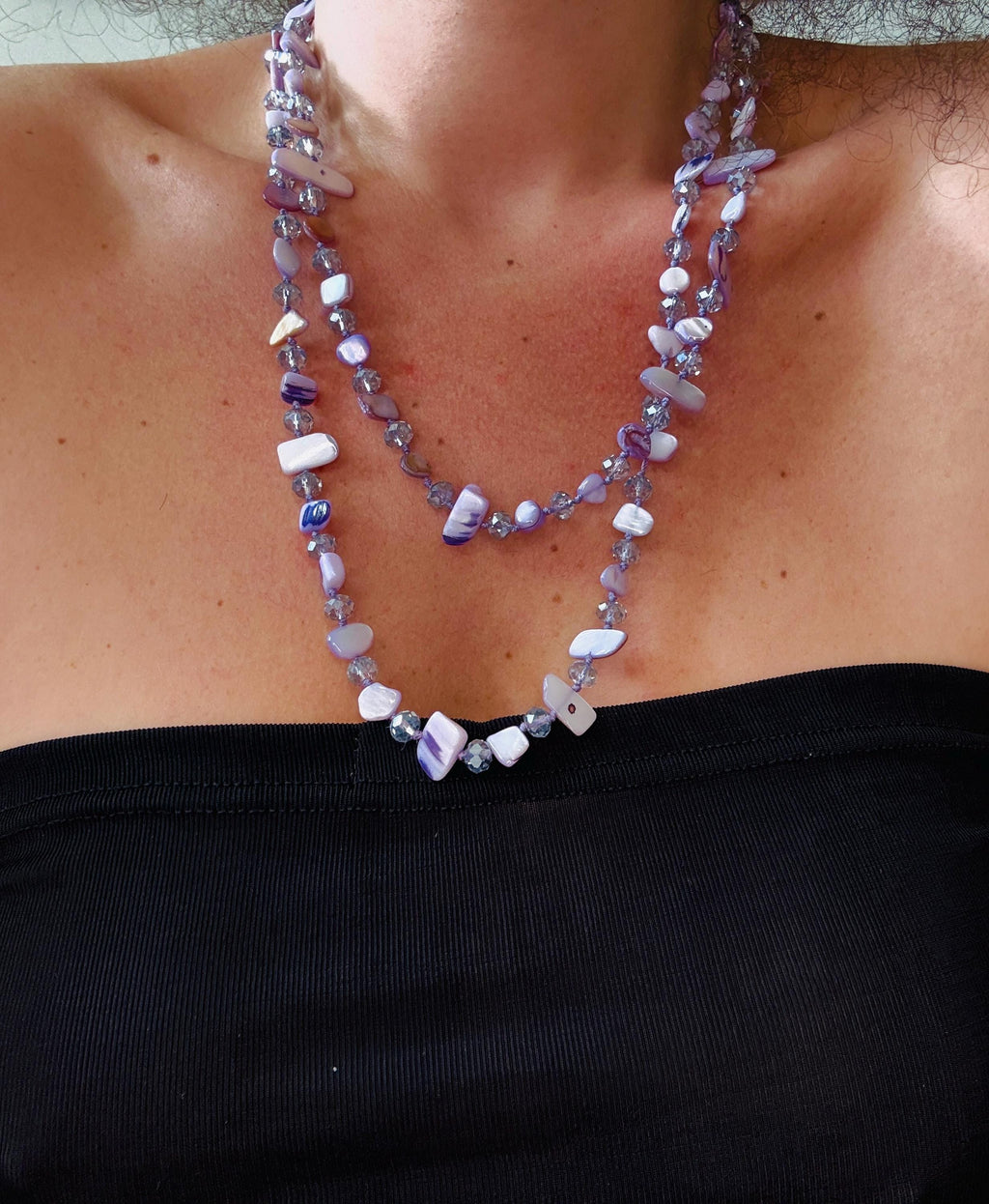 Handmade Mother of Pearl & Glass Bead Multi-Way Necklace - 62.5cm