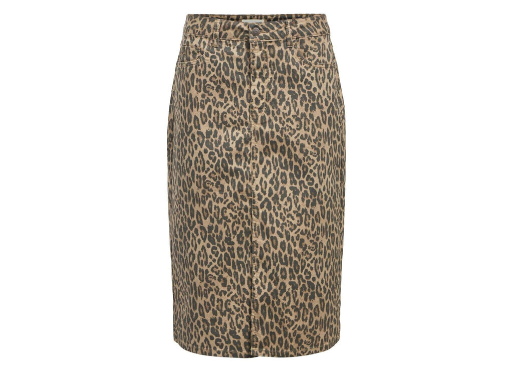 Leopard Print Denim Skirt