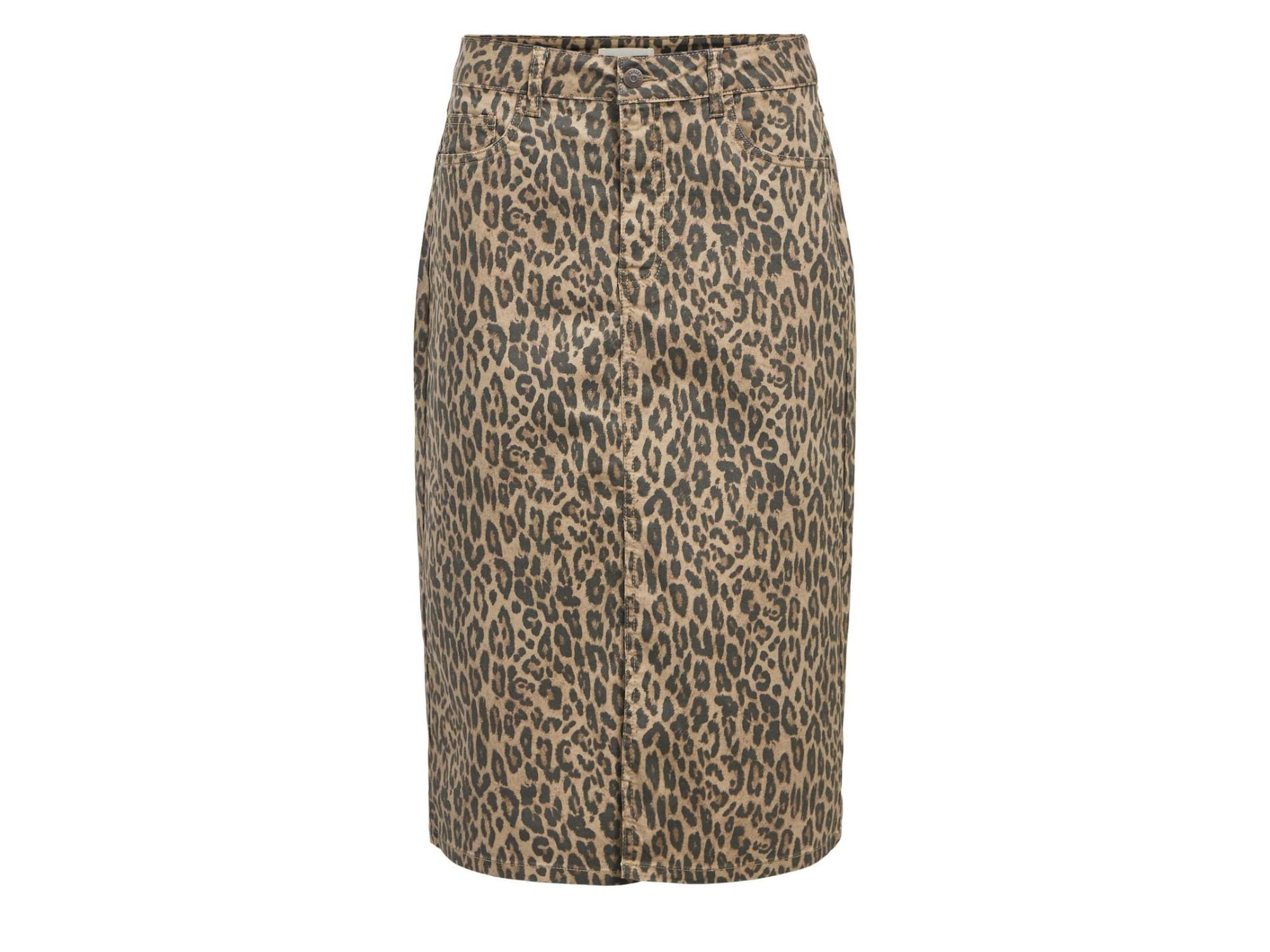 Leopard Print Denim Skirt