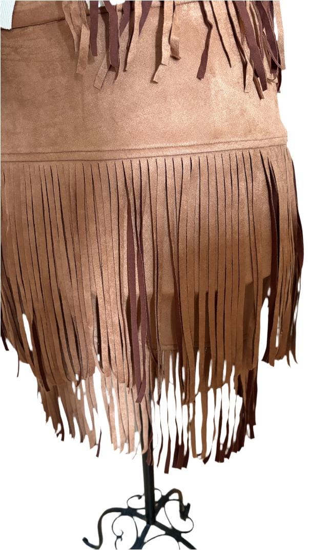 Boho Fringe Skirt and Gilet Set – Soft, Breathable & Stylish | Size M-L