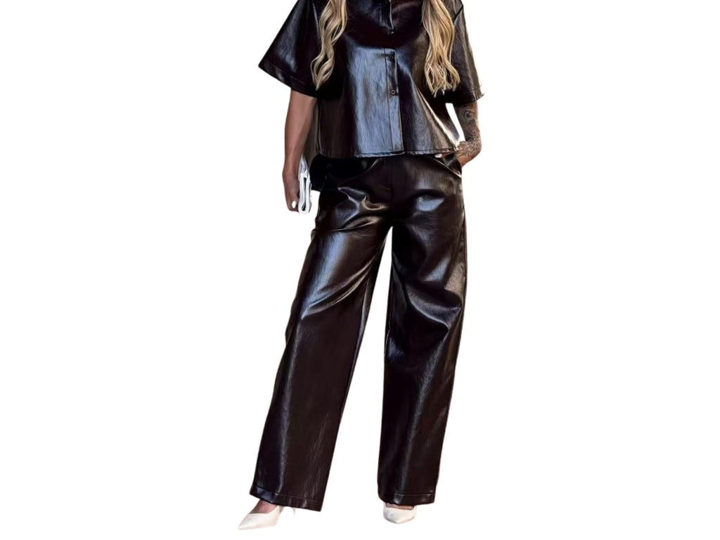 Made in Italy Vinyl Straight Pants – Black, Brown & Wine