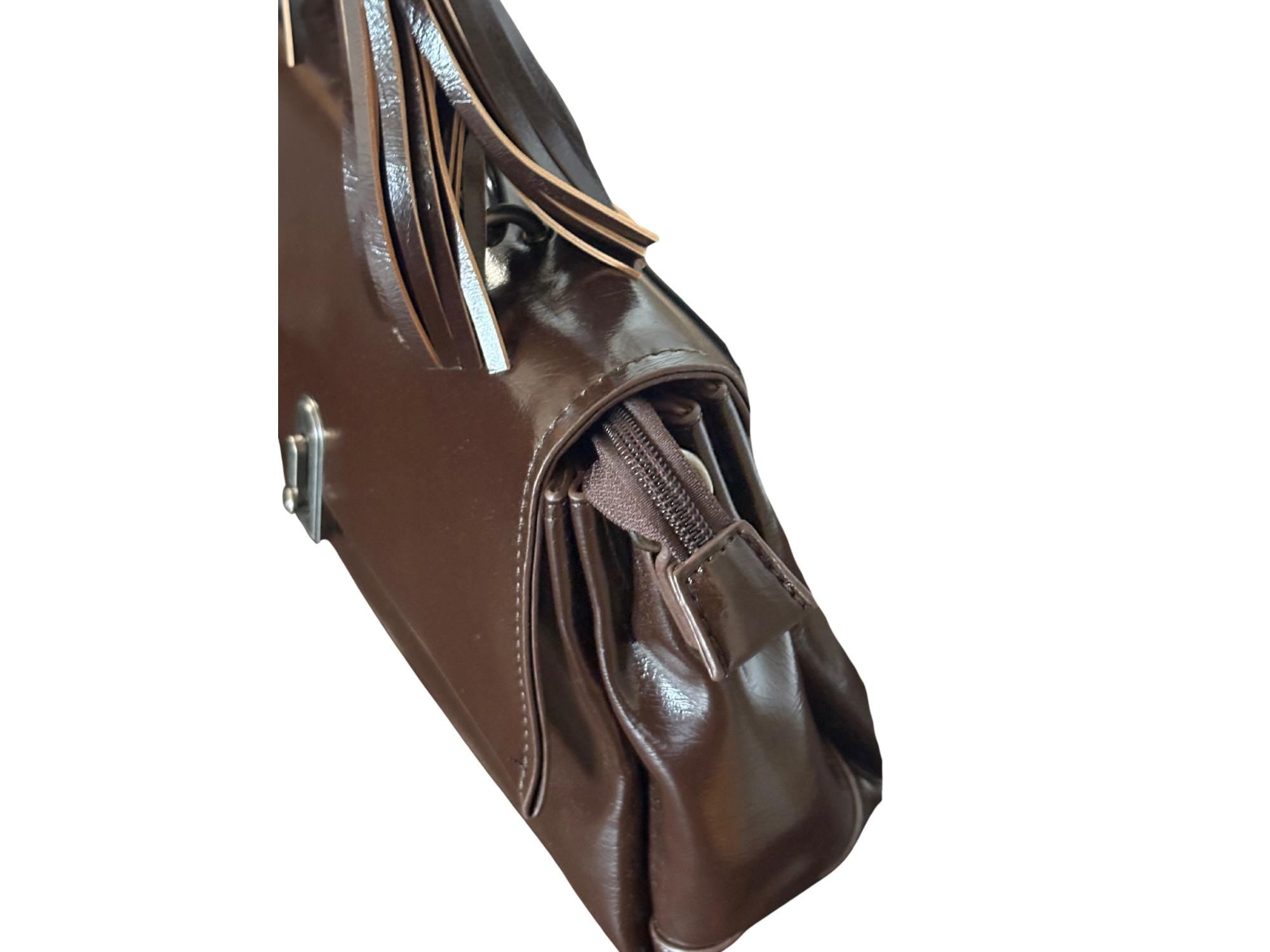 Faux Leather Handbag with Braided Handle & Crossbody Strap