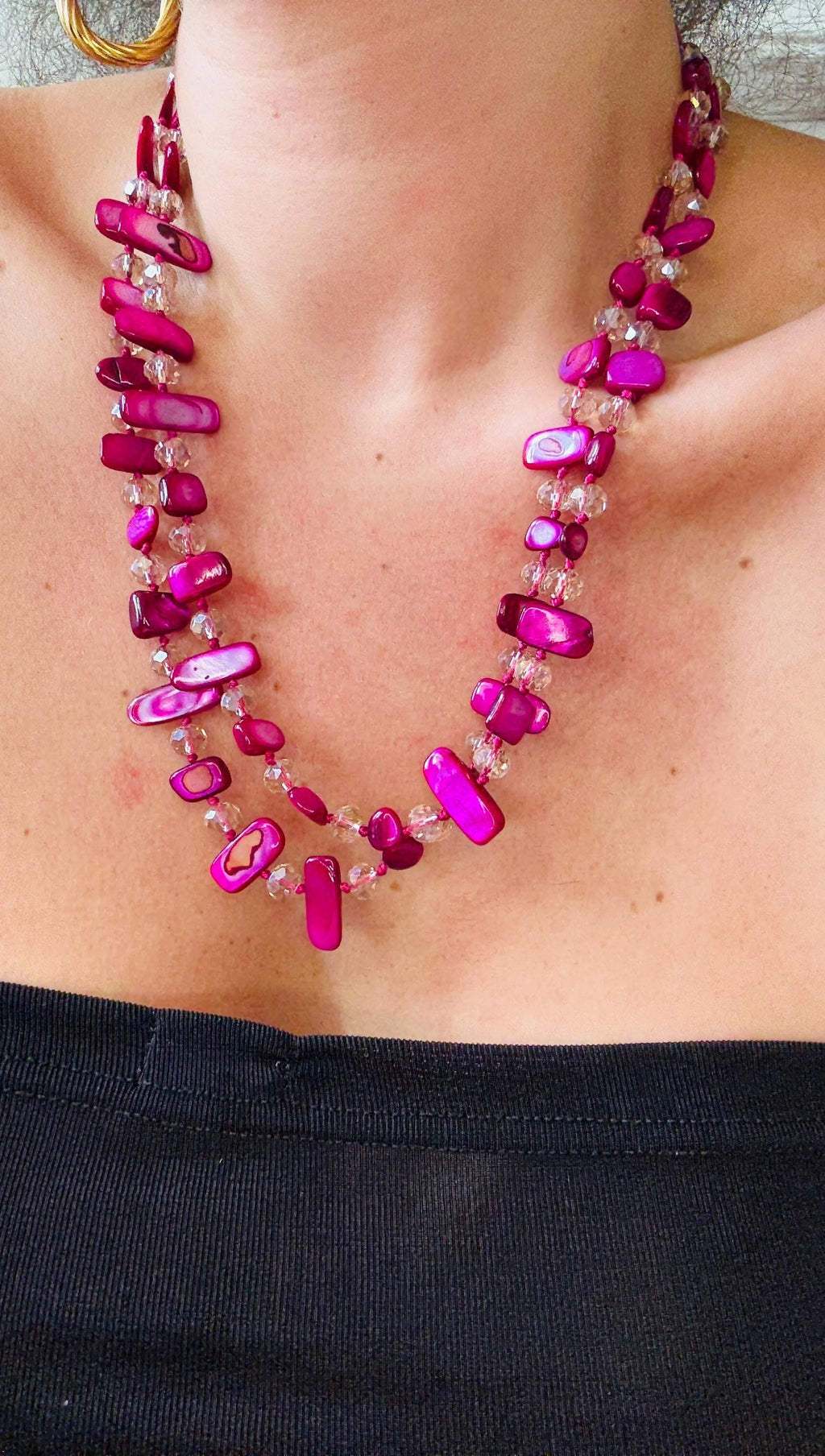 Handmade Mother of Pearl & Glass Bead Multi-Way Necklace - 62.5cm