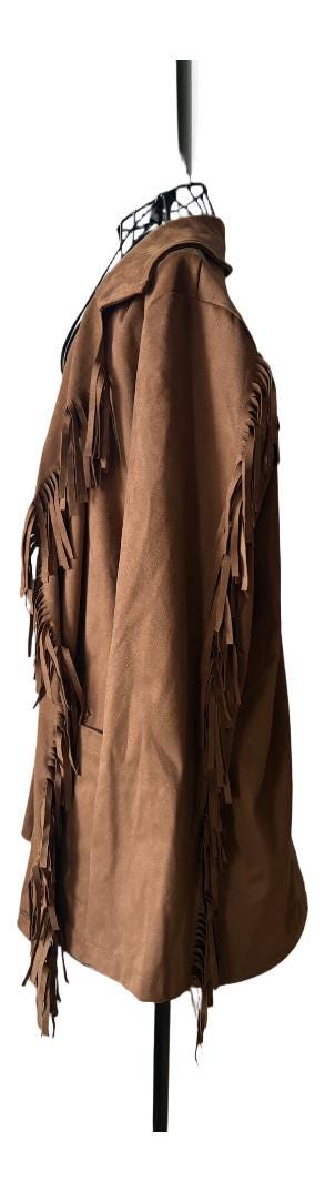 Vintage-Inspired Italian Fringe Jacket – Faux Suede – One Size Fits Up to EU 40