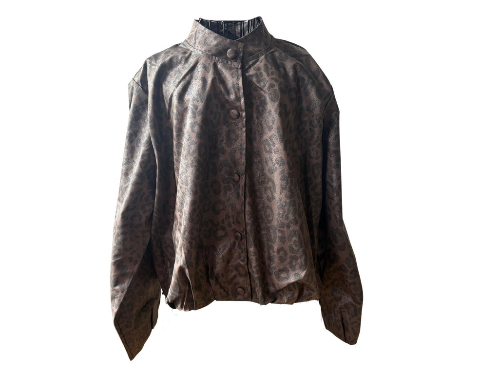 Faux Leather Leopard Print Jacket – One Size