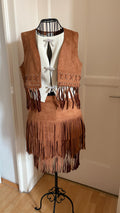 Boho Fringe Skirt and Gilet Set – Soft, Breathable & Stylish | Size M-L