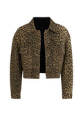 Cropped Leopard Print Jacket – Animal Print Denim Style – XS to XL
