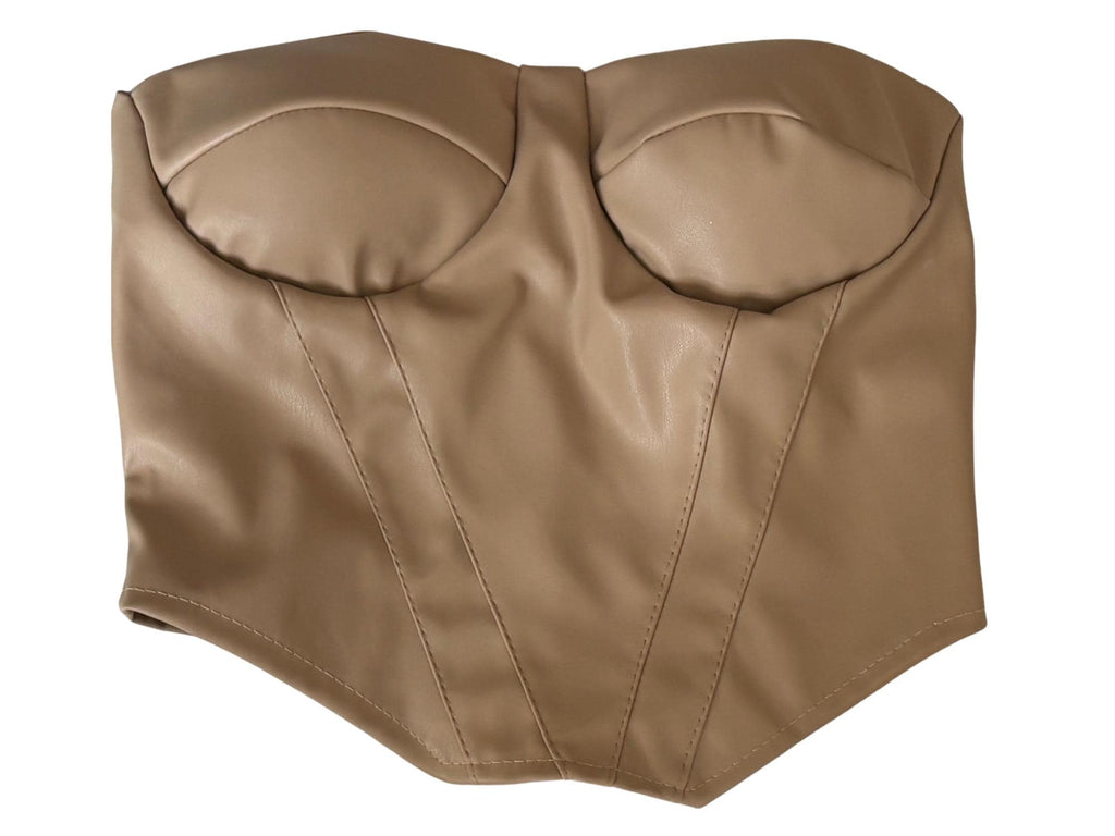 Faux Leather Corset Top – Back Zipper Closure