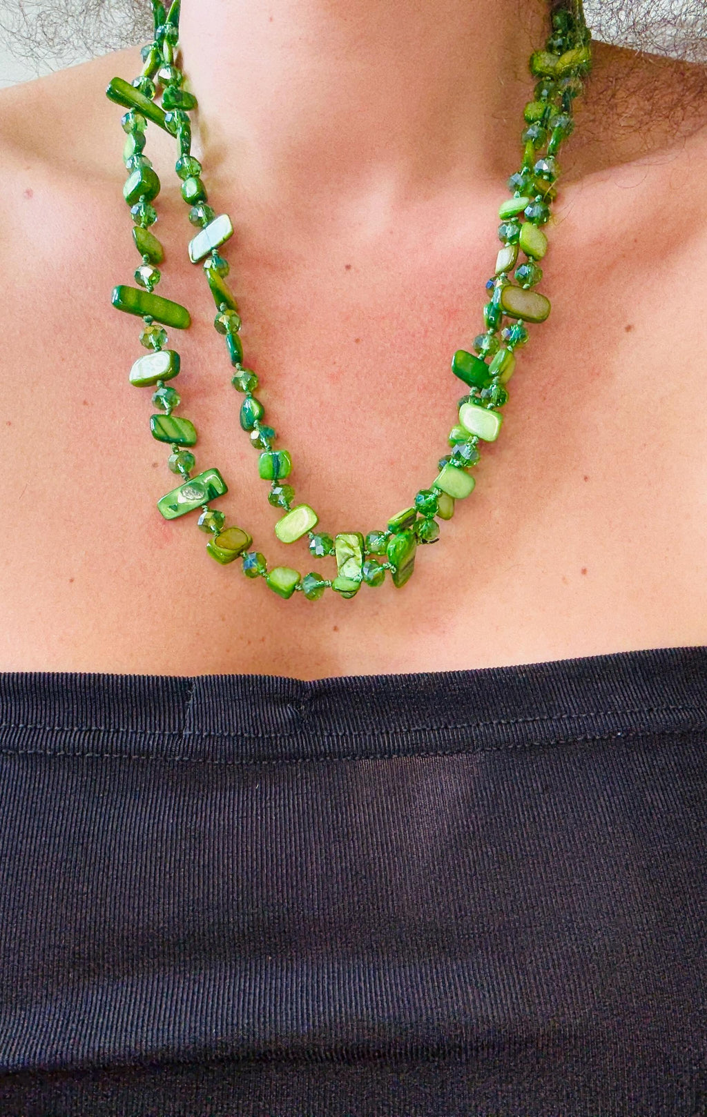 Handmade Mother of Pearl & Glass Bead Multi-Way Necklace - 62.5cm