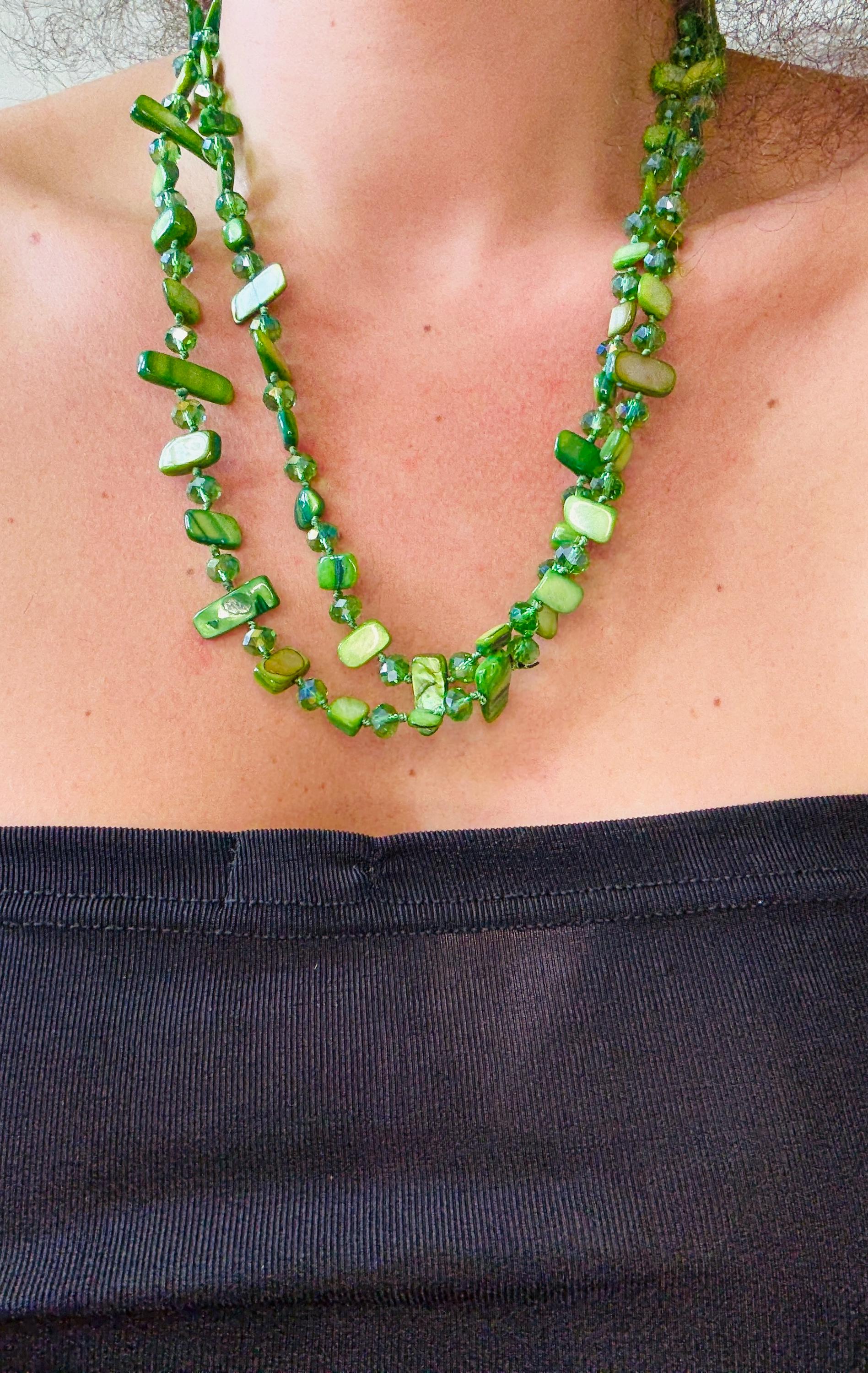 Handmade Mother of Pearl & Glass Bead Multi-Way Necklace - 62.5cm